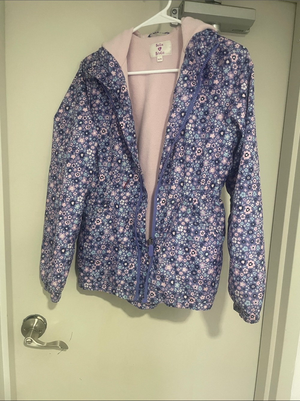 Bella Bliss Girls' Lavender Floral Puffer Jacket with Hood